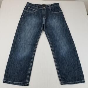 Southpole Jeans Mens 38x30 Blue Relaxed Straight Leg Skater Denim Medium Wash
